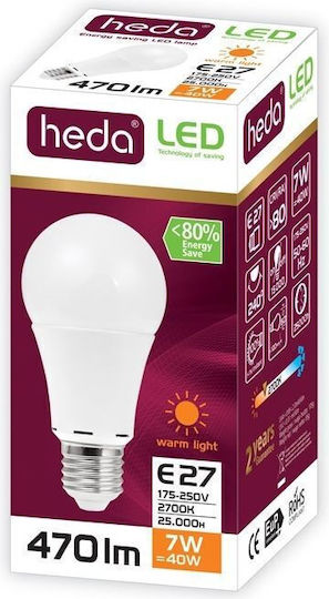 Heda A55 E27 7w Ww 600lm 830 200