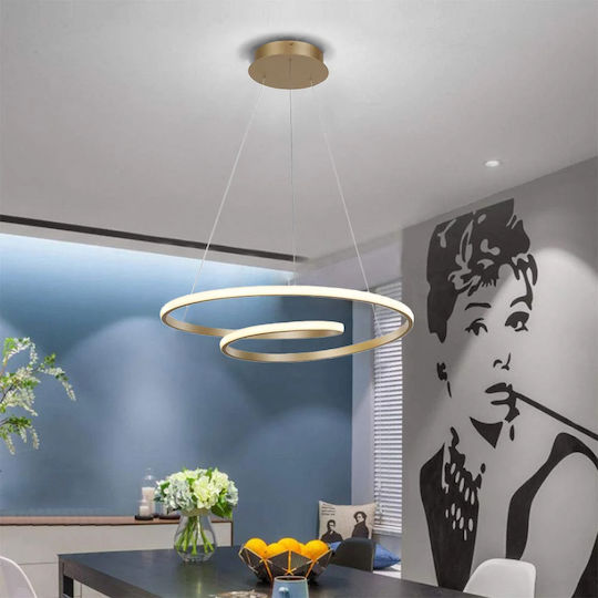 Powertech Κρεμαστό Φωτιστικό Χρυσό LED με Φυσικό Λευκό Φως 40x40εκ.