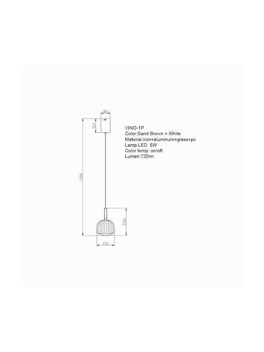 Sun Light Pendant Light Brown 15x150x15cm