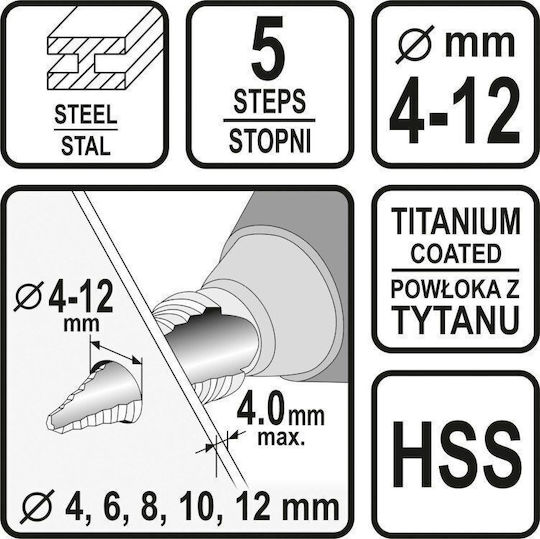 Sthor Diamond Drill HSS with Cylindrical Shank for Metal 4mm / 2mm