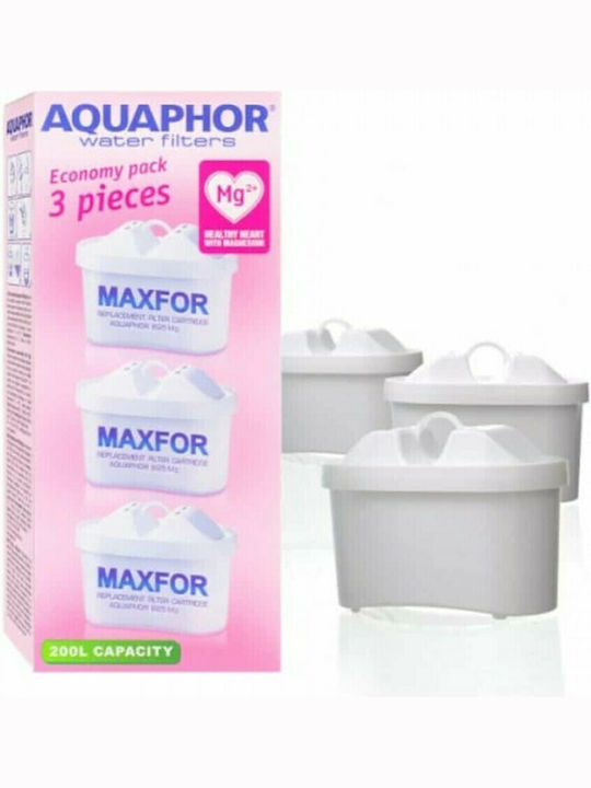 Aquaphor Ανταλλακτικό Φίλτρο Νερού για Κανάτα από Ενεργό Άνθρακα B100-25 Mg+ Maxfor 3τμχ
