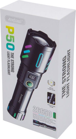 Andowl Rechargeable Flashlight LED IP43 with Maximum Brightness 1000lm P50 Black