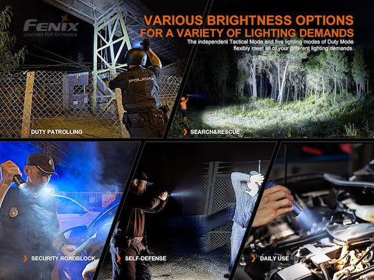 Fenix Flashlight LED IP68 with Maximum Brightness 5000lm Black