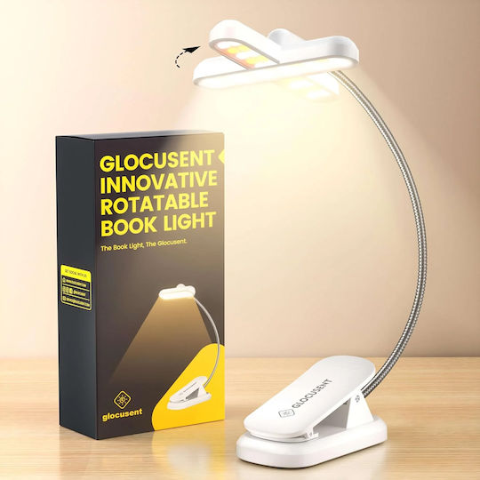 Glocusent Glocusent Φωτάκι Βιβλίου LED με Κλιπ Λευκό
