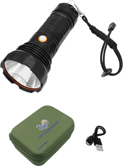 Factory Wiederaufladbar Taschenlampe LED IP65 mit maximaler Helligkeit 2000lm Schwarz