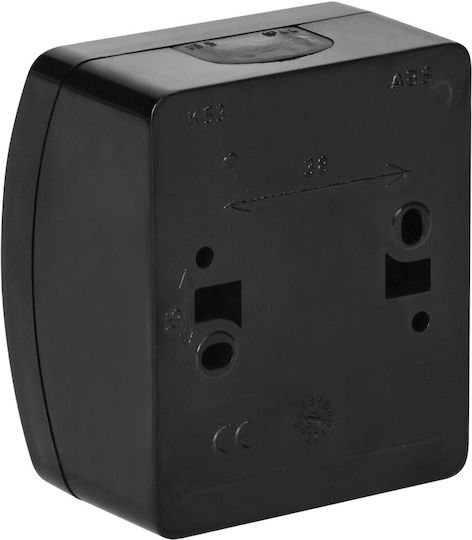 Orno Waterproof Wall-Mounted Single Switch with Frame Medium Black
