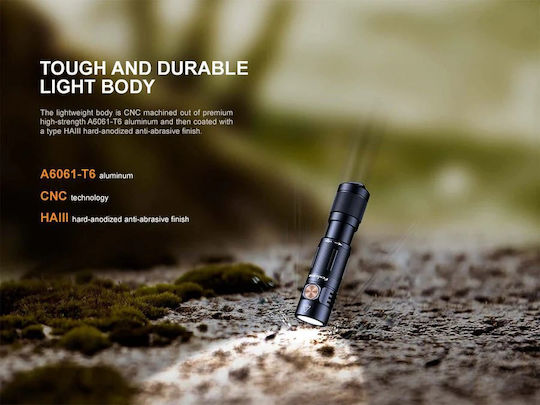 Fenix Rechargeable Keychain Flashlight LED IP68 with Maximum Brightness 400lm E05R Embedded Green Green