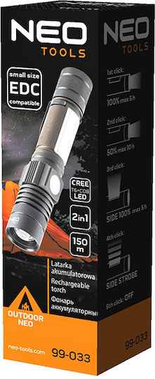 Neo Tools Lumină de lucru și de sit, cu baterie Lanternă LED Lanterne cu blițuri cu Luminozitate Maximă 800lm