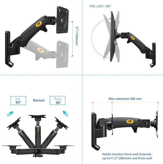 F120 Wandmontiert Halterung Monitor bis 27" mit Arm