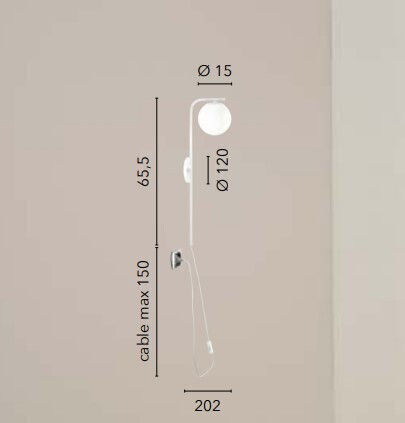Fan Europe Modern Lamp Wall Socket with Socket E14 and Switch Black 65.5x15cm