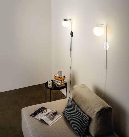 Fan Europe Modern Lamp Wall Socket with Socket E14 and Switch Black 65.5x15cm