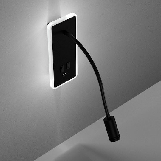 Eko Light Modern Leuchte Wand mit Integrierter LED mit USB-Anschluss Schwarz
