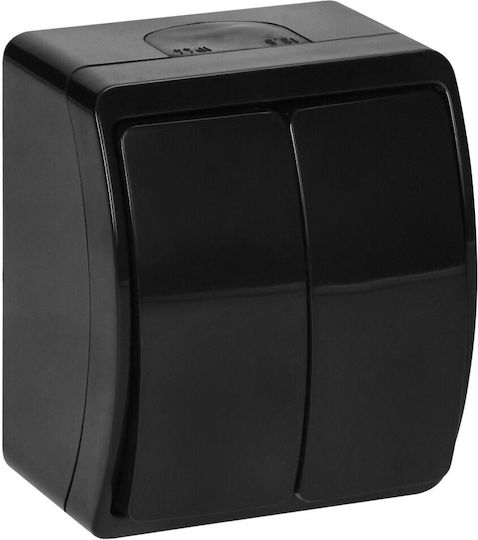 Orno Waterproof Wall-Mounted Single Switch with Frame Black