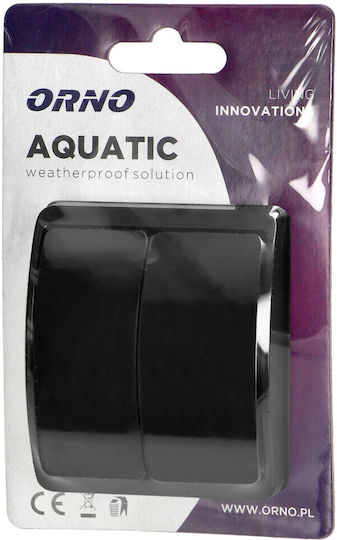 Orno Waterproof Wall-Mounted Single Switch with Frame Black