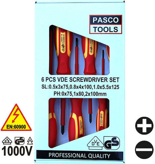 Pasco Σετ 6 Κατσαβίδια Ηλεκτρολόγου 1000V