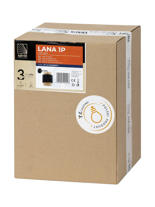 Adviti Lumină de Perete cu Soclu E27 Negru 35cm