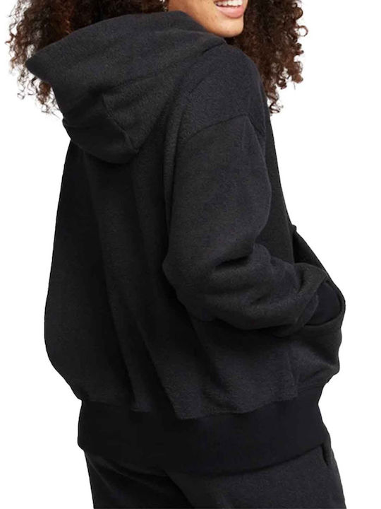 Long Women's Sweatshirt Hooded Black