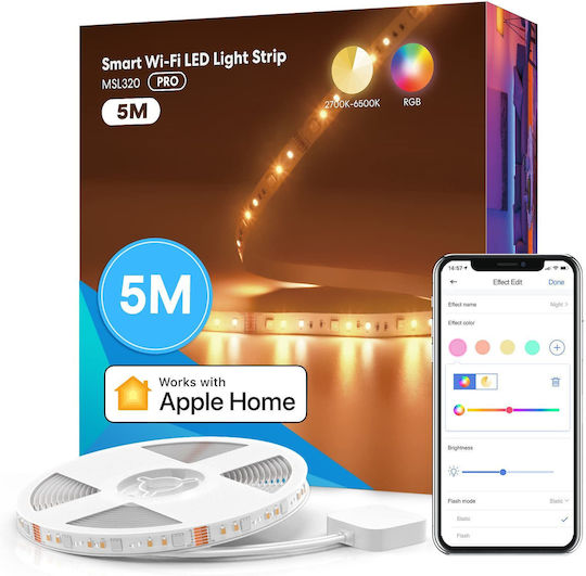 Meross Smart LED-Streifen MSL320 Wi-Fi 12V RGB Licht 5m mit Netzteil & WiFi-Controller