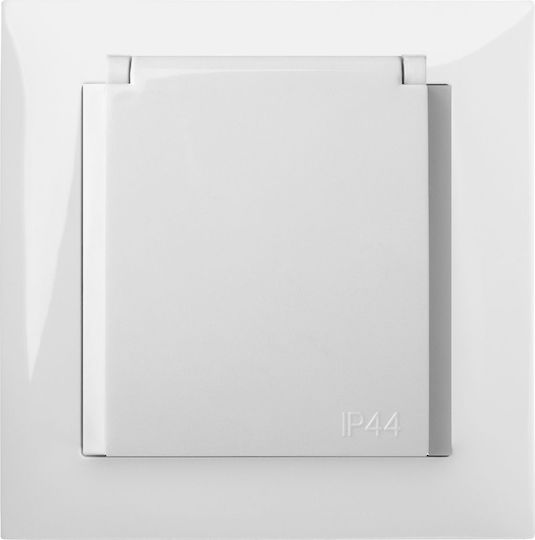 Elektro Plast Μονή Χωνευτή Πρίζα Ρεύματος Στεγανή Λευκή