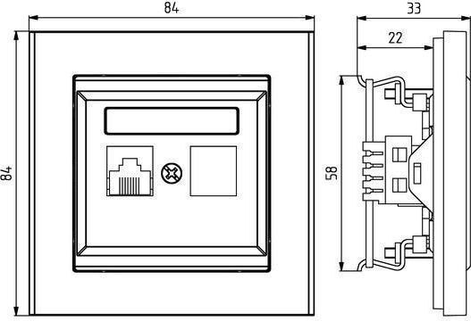 Ospel Πρίζα Τηλεφώνου Μονή σε Μαύρο Χρώμα GPT-1R/m/33