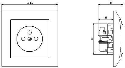 Ospel Impresja Single Walled Power Socket Ecru