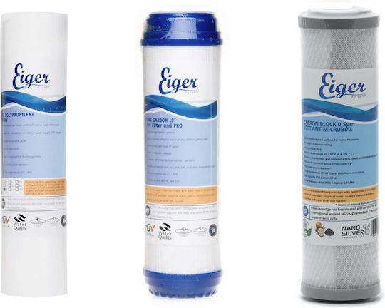 Eiger Under Sink Water Filter Replacement made of Polypropylene 10" 0.5 μm 3pcs