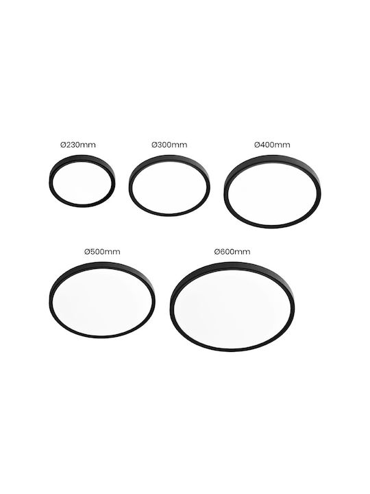 Eko Light Πλαφονιέρα Οροφής Μαύρη με Ενσωματωμένο LED