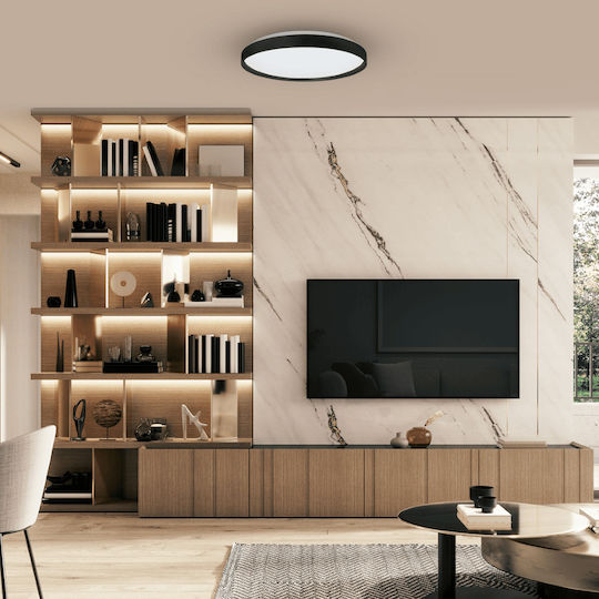 Eko Light Πλαφονιέρα Οροφής Μαύρη με Ενσωματωμένο LED και Τηλεχειριστήριο