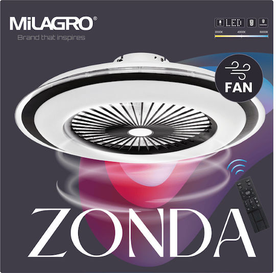 Eko Light Zonda Ceiling Fan 60cm with Light Fixture Black