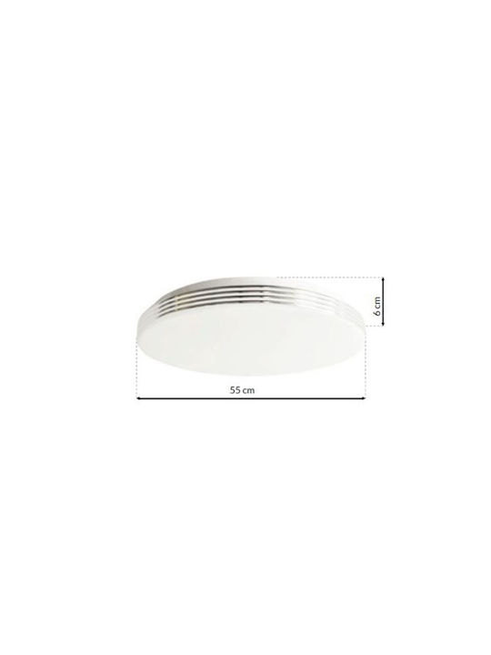 Eko Light Πλαφονιέρα Οροφής 55εκ. Λευκή με Ενσωματωμένο LED και Τηλεχειριστήριο