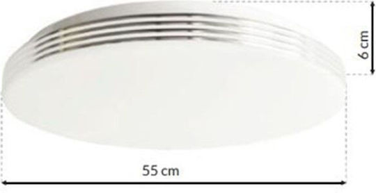 Eko Light Πλαφονιέρα Οροφής 55εκ. Λευκή με Ενσωματωμένο LED και Τηλεχειριστήριο