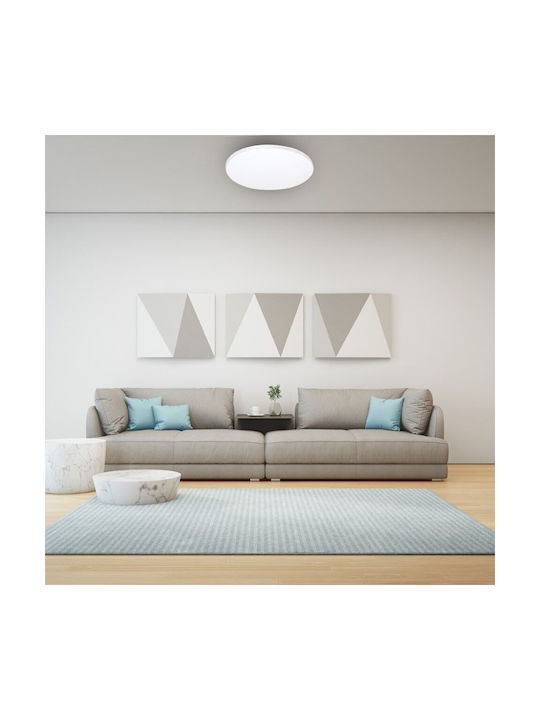 Eko Light Πλαφονιέρα Οροφής 55εκ. Λευκή με Ενσωματωμένο LED και Τηλεχειριστήριο