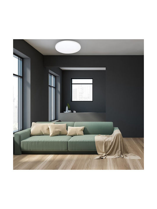 Eko Light Πλαφονιέρα Οροφής 55εκ. Λευκή με Ενσωματωμένο LED και Τηλεχειριστήριο