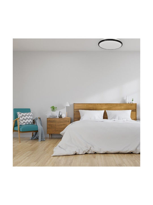 Eko Light Πλαφονιέρα Οροφής Μπάνιου Μαύρη με Ενσωματωμένο LED