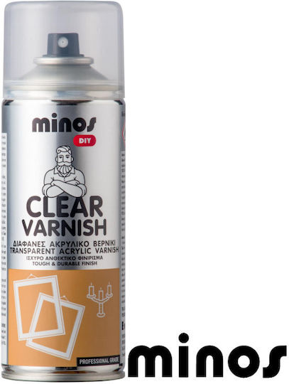 Minos Spray Σπρέι Βερνίκι Clear Varnish Ακρυλικό με Γυαλιστερό Εφέ Διάφανο 400ml
