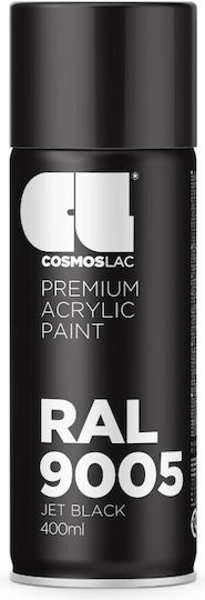 Cosmos Lac Σπρέι Βαφής Fast Acrylic με Γυαλιστερό Εφέ Μαύρο RAL9005 400ml