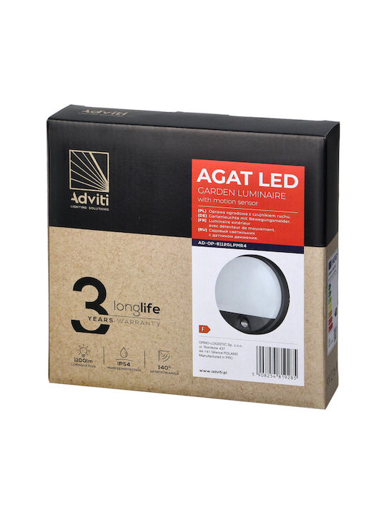 Adviti Επιτοίχιο Εξωτερικό Φωτιστικό LED IP54 15W με Φυσικό Λευκό Φως 21x4.9εκ.