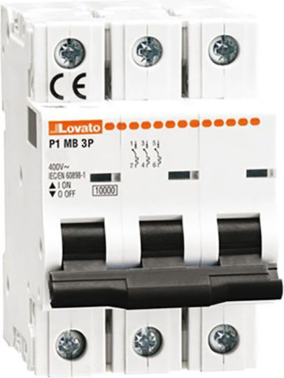 Lovato Electric Automatic Circuit Breaker 25A Triple-pole AC P1MB3PT25