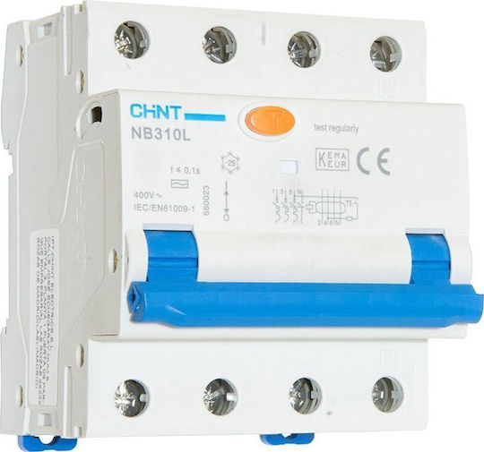 Chint Circuit Breaker Rcbo Nb310l/3n 3p+n C20 30ma A 6ka Nb310l3pn30maa20c