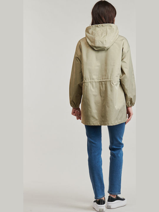 Lang Damen Parka Jacke Khaki