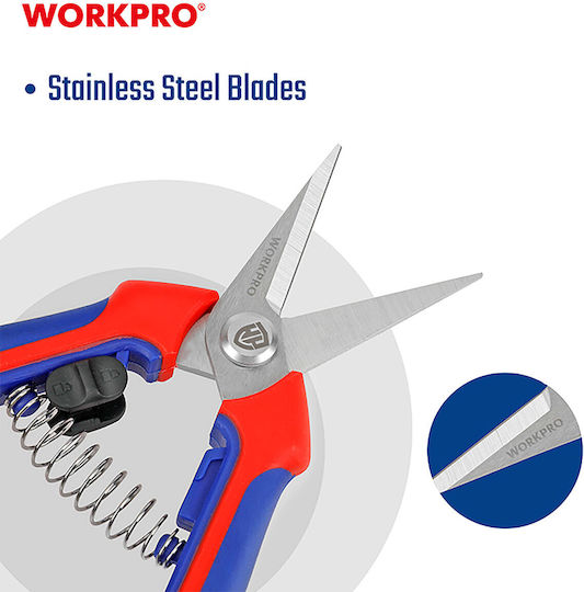 WorkPro Ψαλίδι Τρύγου Μήκους 16cm με Μέγιστη Διάμετρο Κοπής 12mm
