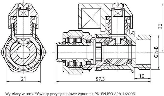 Perfexim Βάνα / Διακόπτης 1/2" με Ρακόρ