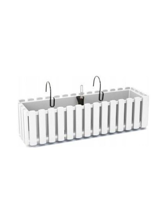 Prosperplast Boardee Fence W planter Self-watering Planter Box Plastic White 58x18x16.2cm.