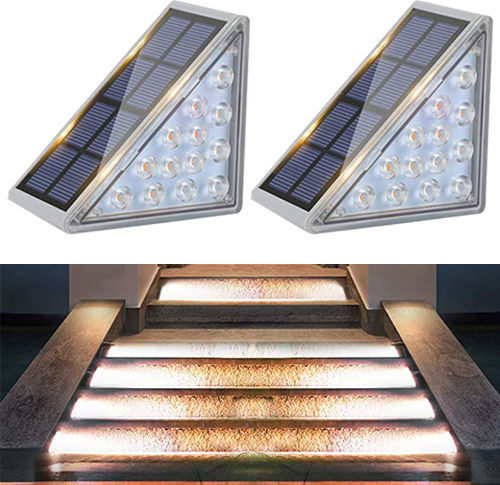 Set 2 Lămpi Solare de Perete Alb Cald 3000K cu Fotocelulă
