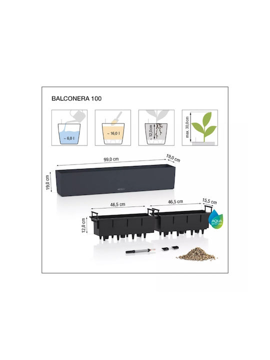 Lechuza Balconera Auto-udare Planter Box Plastic Întuneric 100x19x19cm.