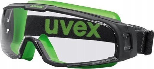 Uvex U-Sonic Safety Glasses Perfect Fit Transparent Lens Supravision Extreme Anti-Scratch Anti-Fog Coating Grey Lime Rubber Strap Impact Class B