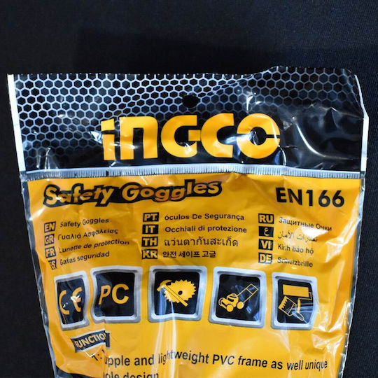 Ingco Γυαλιά / Μάσκα Εργασίας για Προστασία με Διάφανους Φακούς