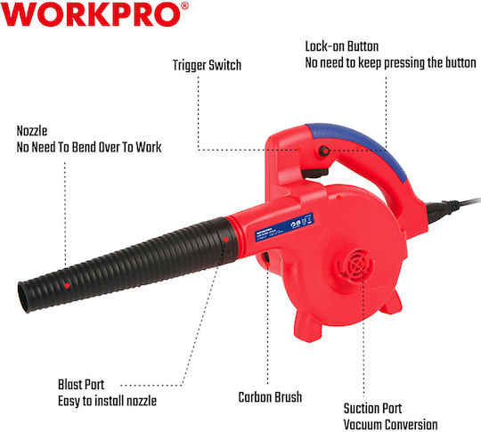 WorkPro Φυσητήρας / Απορροφητήρας Χειρός Ηλεκτρικός 600W