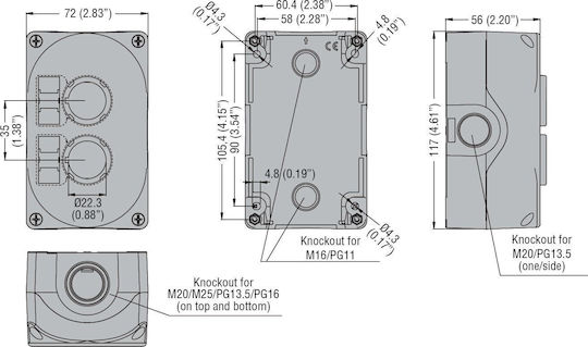 Lovato Electric Surface Mounted Electrical Box Watertight IP67 in Gray Color