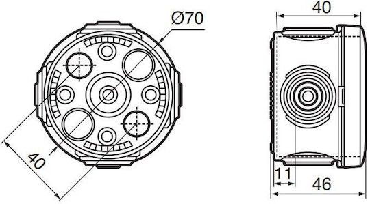 Legrand Plexo Surface Mounted Electrical Box Branching IP55 Round (Φ60x40mm) in Gray Color